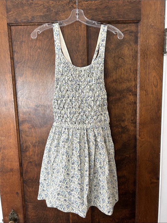 Free People Dresses & Skirts - Free People Smocked Floral Apron-Style Sundress - Blue & Cream